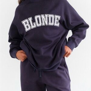 ⭐️ NEW Brunette the label Navy 'BLONDE' Sweatshirt